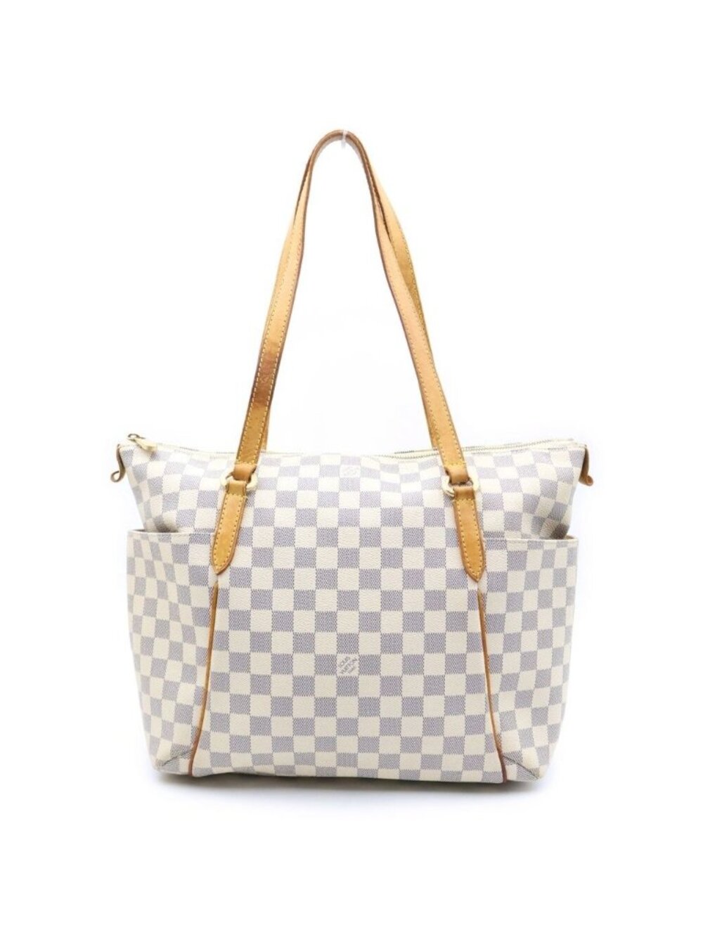 Louis Vuitton Damier Azur Totally MM Handbag Beige Leather